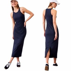 Athleta Signature Rib Maxi Dress Women's Sz Large Navy Blue